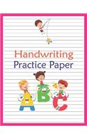 Handwriting Practice Paper: Pre K, Kindergarten, 110 Pages Notebook with Dotted Lined