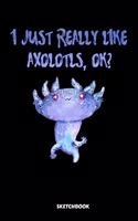 I Just Really Like Axolotls, Ok Sketchbook: I Just Really Like Axolotls, Ok Sketchbook: 6x9 A5 Blank Art Book Or Drawing Journal For Art Student Teacher Professor With Aquarium Or Terrarium