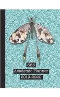 365 Academic Planner 2019-2020: Large Glitter Print Academic Diary Planner for All Your Educational Organisation - Turquoise Sparkle with Natural Dragonfly Art Print