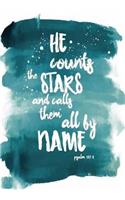 He count the STARS and call & them all by nAME Psalm 147: 4: Pocket Notebook Journal Diary, 120 pages, 7" x 10" (Notebook Lined, Blank No Lined)