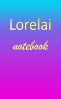 Lorelai: Blank Notebook - Wide Ruled Lined Paper Notepad - Writing Pad Practice Journal - Custom Personalized First Name Initial L Blue Purple Gold - Taking 
