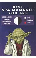 2020 & 2021 Two-Year Weekly Planner For Best Spa Manager Gift - Funny Yoda Quote Appointment Book - Two Year Agenda Notebook