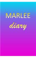 Marlee: Journal Diary - Personalized First Name Personal Writing - Letter M Blue Purple Pink Gold Effect Cover - Daily Diaries for Journalists & Writers - J