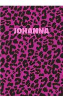 Johanna: Personalized Pink Leopard Print Notebook (Animal Skin Pattern). College Ruled (Lined) Journal for Notes, Diary, Journaling. Wild Cat Theme Design wi