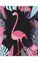 Notebook: Flamingo on black cover and Lined pages, Extra large (8.5 x 11) inches, 110 pages, White paper(3 Flamingo on Black Notebook)