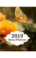 2019 Diary Planner: Page a Day (365 Pages) Daily Diary / Planner, Calendar Schedule Organizer for Daily, Weekly & Monthly Goals Butterfly and Orange Flowers Cover