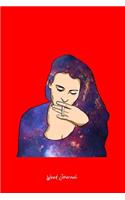 Weed Journal: Lined Journal - Galaxy Girl Smoking Marijuana Weed Blunt Joint Stoner Gift - Red Ruled Diary, Prayer, Gratitude, Writing, Travel, Notebook For Men W