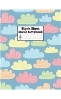 Blank Sheet Music Notebook: Easy Blank Staff Manuscript Book Large 8.5 X 11 Inches Musician Paper Wide 12 Staves Per Page for Piano, Flute, Violin, Guitar, Trumpet, Drums, Cell