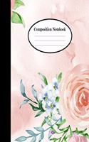 small floral coposition notebook, floral composition notebook for girls, cute Wide Ruled paper Notebook Journal - 120 Pages - 7.5 x 9.25
