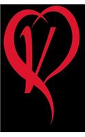 Monogram Initial Letter V Adorable Heart Red and Black: : In My Heart letter initial Personalized Name Letter V, Cute funny gift for Girlfriend Boyfriend Women Wife Husband Teens Students Girls for Home S