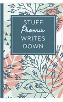 Stuff Phoenix Writes Down: Personalized Journal / Notebook (6 x 9 inch) STUNNING Tropical Teal and Blush Pink Pattern