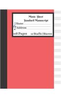 Music Sheet Standard Manuscript 108 Pages 12 Staffs Staves: Gift For Music Lovers Black Paper Notebook