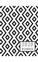 2020 Planner: Stylish Diamond Design Black And White Diary For Men With Additional Lined Monthly Note, Online Password Log & Habit Tracker Pages