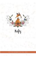 Notes: Cute Fox Notebook for Girls (6X9): Adorable Animal Art Journal