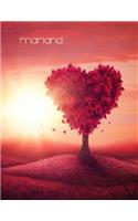 Mariana: Pretty Red Heart Tree Landscape Theme, Personalized Book with Name, Notebook, Journal or Diary, 105 Lined Pages, Birthday, Christmas, Valentine's Da