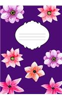 Composition notebook .Floral design softcover. Wide Ruled Line Paper