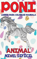 Libros para colorear Mandala - Nivel difícil - Animal - Poni