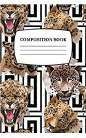 Composition Book: Big Cat Jaguar Leopard 110 Blank Lined College Ruled Journal