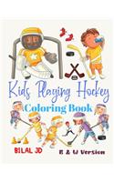 Kids Playing Hockey Coloring Book
