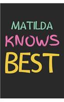 Matilda Knows Best: Lined Journal, 120 Pages, 6 x 9, Matilda Personalized Name Notebook Gift Idea, Black Matte Finish (Matilda Knows Best Journal)