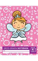 Cute Math Fairy Grid - Graph Notebook / Quadrant Exercise Book / 1/4" X 1/4" Or Four Squares Per Inch (Coordinate / Quadrille / Quad Paper) / 100 Pages / 50 Sheets / Size: 8.5" X 11" Blank Grid paper, great for Maths, Bio, Chemistry & Geometry