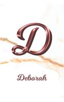 Deborah: Sketchbook - Blank Imaginative Sketch Book Paper - Letter D Rose Gold White Marble Pink Effect Cover - Teach & Practice Drawing for Experienced & As