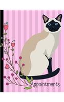 Appointments: Siamese Cat Pink Daily Planner Hourly Appointment Book Schedule Organizer Personal Or Professional Use 52 Weeks