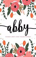 Abby: Notebook Libreta Cahier Taccuino Notizbuch: 110 pages paginas seiten pagine: Modern Florals First Name Notebook in Coral, Pink & Orange on White ACH