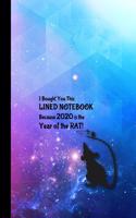 2020 Year of The Rat Notebook: Blue Night Sky 8 x 10 College Ruled Composition Exercise Book 100 pages Lined Journal