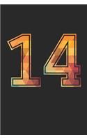 Blank Lined Journal, Notebook, Diary, Planner - 14 Lucky Number Sports Team No. 14 Age Year 2014 - 14th Birthday Gift For 14 Years Old Boys And Girls