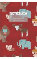Notizbuch A5 Muster Suesse Tiere Affe Elefant