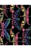 Feather Dragonfly Composition Book: Blank Lined Composition Notebook 75 Sheets / 150 Pages 8.5 x 11 inch