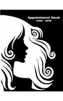Appointment Book 9am 6pm: Black and White, Salon or Small Business Customer Appointment Hourly Planner Set at 15-Minute Intervals with No Assigned Dates.