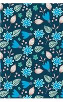 Journal Notebook Blue Leafy Pattern
