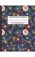 Composition Notebook Graph 4x4: Fun Bright Floral and Trendy Back to School Quad Writing Book for Students