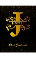 Janelle Dot Journal: Letter J Personalized First Name Personal Dotted Bullet Grid Writing Notebook Black Gold Glittery Space Effect Cover Daily Diaries for Journalists &