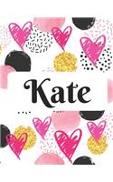 Kate: Personalized Name Journal with Blank Lined Paper