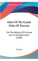 Edict Of The Grand Duke Of Tuscany