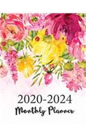 2020-2024 Five Year Planner: Watercolor Flowers Cover - Plan and Schedule Your Next Five Years Appointment Book - 5 Year Planner - 60 Months Calendar Agenda and Organizer Logboo