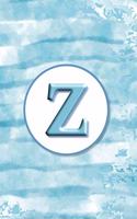 Z: Initial Monogram Blank Journal College Rule Lined 6x9 Blue Watercolor Stripes