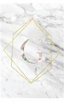 G: Elegant Marble Floral Monogram Initial G Notebook Blank Lined Paper Journal Gift for Women & Girls