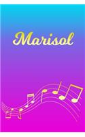 Marisol: Sheet Music Note Manuscript Notebook Paper - Pink Blue Gold Personalized Letter M Initial Custom First Name Cover - Musician Composer Instrument Com