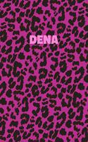 Dena: Personalized Pink Leopard Print Notebook (Animal Skin Pattern). College Ruled (Lined) Journal for Notes, Diary, Journaling. Wild Cat Theme Design wi