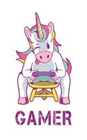 Gamer Unicorn Notebook: Beautiful Gamer Unicorn Notebook with 120 checkered pages in Trim size 15,24 x 22,86 cm (6" x 9")
