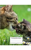 Composition Book 100 Sheets/200 Pages/8.5 X 11 In. College Ruled/ Mommy Cat and Kitten: Writing Notebook Lined Page Book Soft Cover Plain Journal Cats Kittens