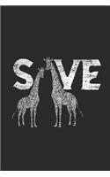 Save Giraffe: Giraffes Notebook, Graph Paper (6 x 9 - 120 pages) Animal Themed Notebook for Daily Journal, Diary, and Gift