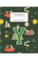 Primary Composition Notebook Grades K-2 Story Journal Y: Camping Pattern Primary Composition Book Letter Y Personalized Lined Draw and Write Handwriting Paper Picture Space and Dashed Midline Notebook for 