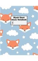 Blank Sheet Music Notebook: Easy Blank Staff Manuscript Book Large 8.5 X 11 Inches Musician Paper Wide 12 Staves Per Page for Piano, Flute, Violin, Guitar, Trumpet, Drums, Cell