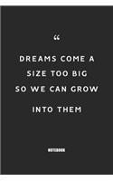 dreams come a size too big so we can grow into them