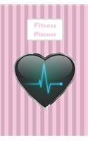 Fitness Planner: Workout log & measurement, weight loss progress tracker. Weekly meal planning. Handy to write in on the go or at the gym. Pink stripe design with he